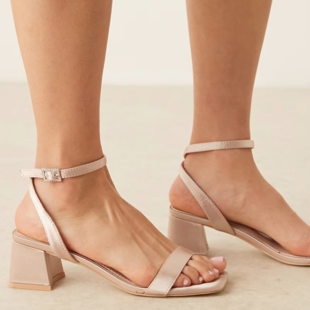 Nwot ASOS Blush Ankle Strap Block Heels